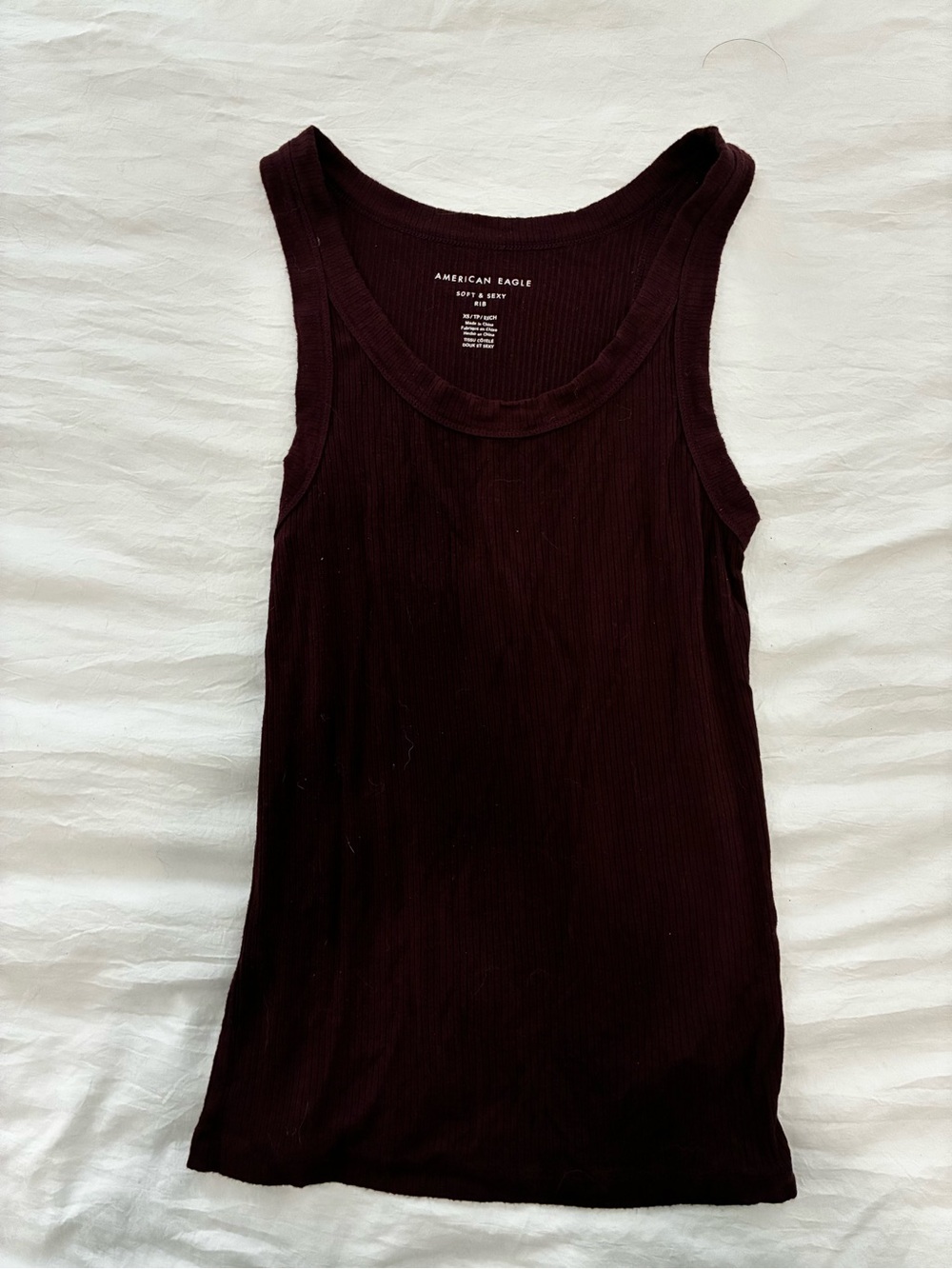 American Eagle Outfitters Ribbed Tank Top - Burgundy